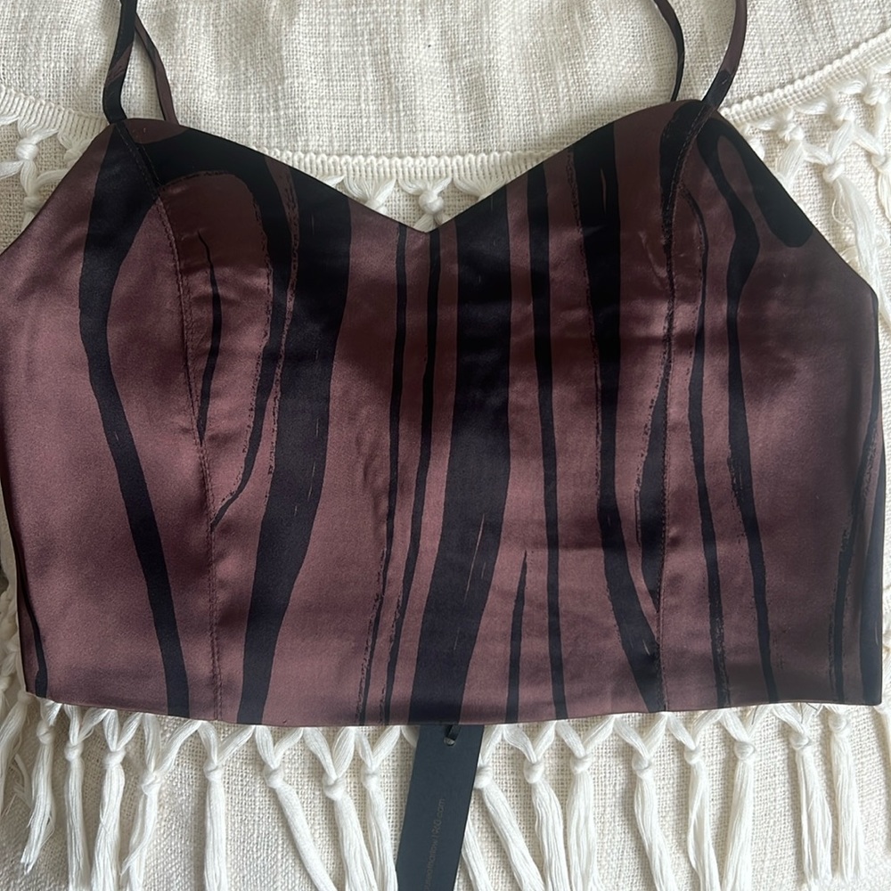 Crop Zebra-chocolate crop top . For a fun night ou!
